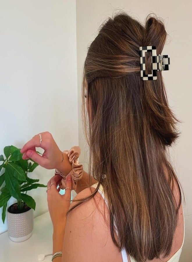 Atoden Checkered Hair Clips for Thick Thin Hair 4Pcs Large Medium Small Square Claw Clips Non Slip Strong Hold Jaw Clips Y2K Hair Accessories for Women Girls Black White - Image 3